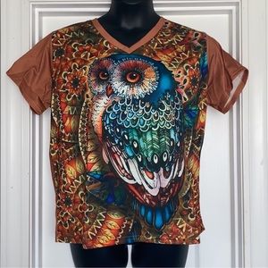 New! ChicYea Colorful Owl print Top